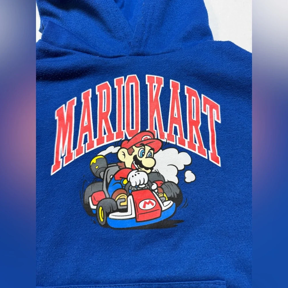 Nintendo Mario Kart Kid’s Size 7 Blue Checkered Hoodie